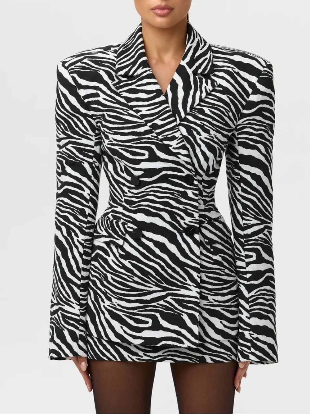 Naked Wardrobe Suiting Zebra Animal Print Jacquard Blazer Dress Jacket Small NEW - Picture 2 of 13